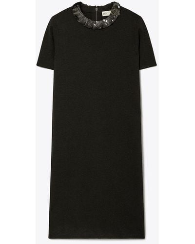 Tory Burch Sequin-Collared Wool Sweater Dress - Black