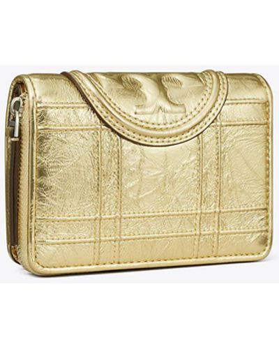 Tory Burch Fleming Soft Metallic Bi-fold Wallet