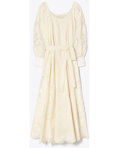 Tory Burch Embroidered Poplin Dress - White