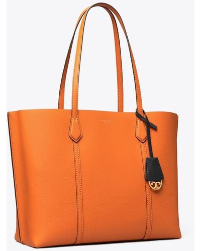 Tory Burch Perry Leather Tote Bag - Orange