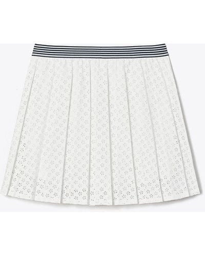 Tory Sport Pleated Laser-Cut Tennis Skirt - Weiß