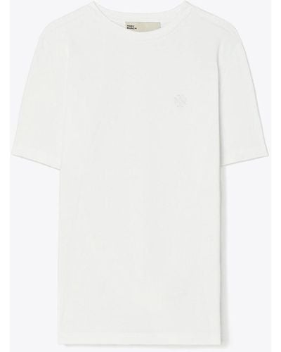 Tory Burch Embroidered Logo T-shirt - White