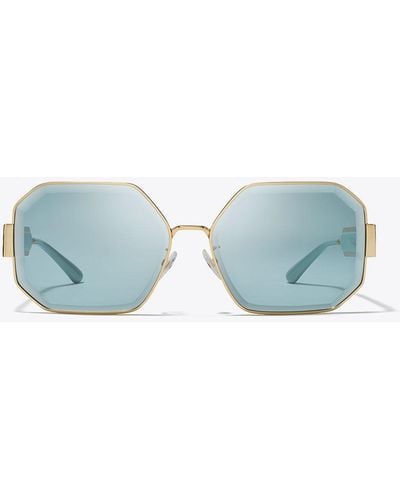 Tory Burch Kira Faceted Geometric Sunglasses - Blue