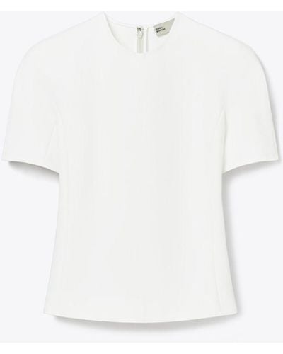 Tory Burch Funnel Neck Twill Tee - White