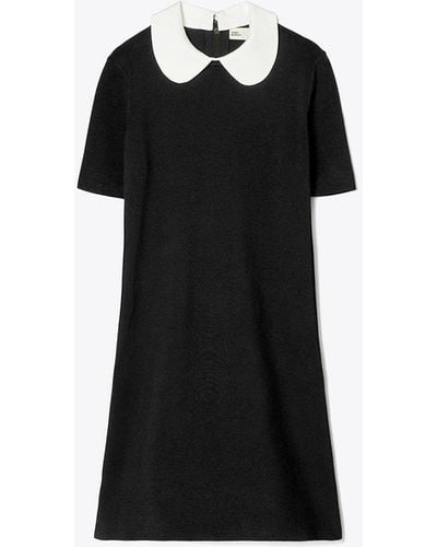 Tory Burch Poplin Collar Sweater Dress - Black