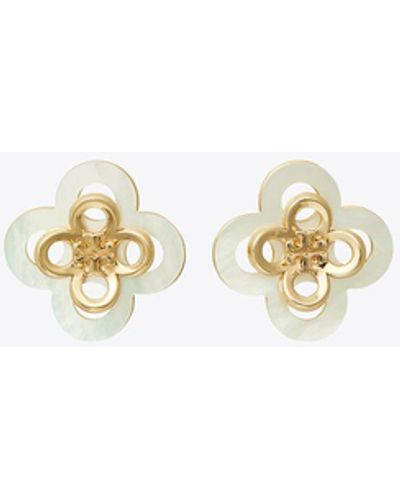 Tory Burch Kira Clover Stacked Stud - White