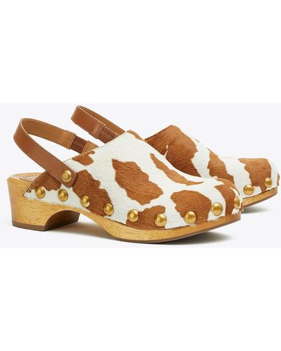 Tory Burch Blythe Calf Hair Studded Clog - Brown