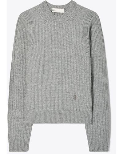 Tory Sport Tory Burch Cashmere Ribbed Sweater - Gray