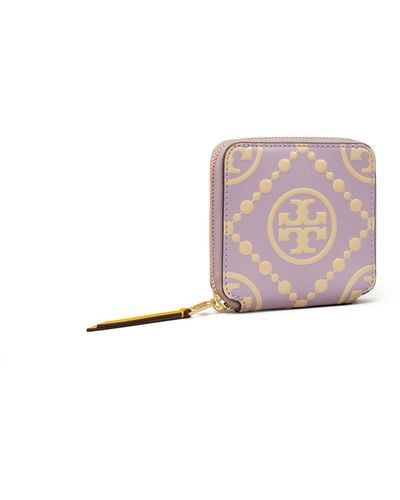 Tory Burch Aufklappbare Geldbörse Mit T-Monogramm Und Kontrastierender Prägung - Pink