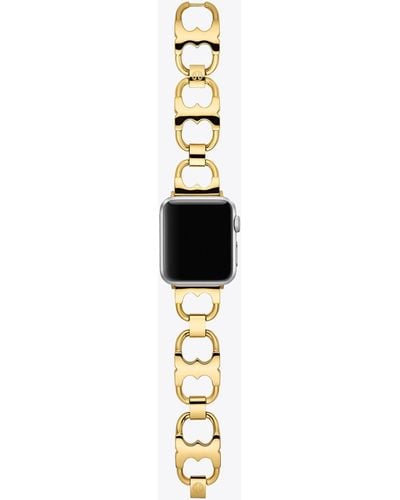 Tory Burch Double T Link Band For Apple Watch®, Gold-tone Stainless Steel - Metallic
