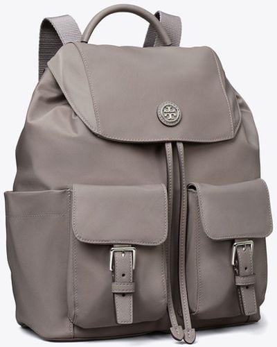 Tory Burch Nylon Flap Backpack - Gray