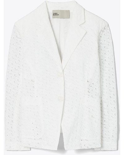Tory Burch Embroidered Broderie Anglaise Jacket - White