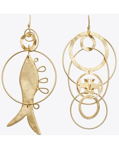 Tory Burch Mismatched Fish Earring - White