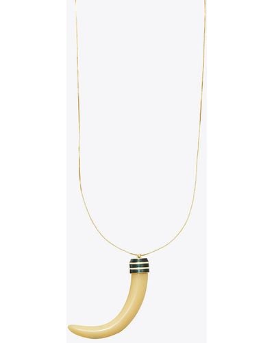 Tory Burch Horn Pendant Necklace - White