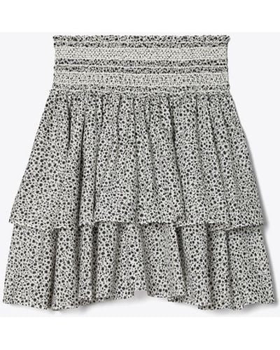 Tory Burch Printed Smocked Skirt - White