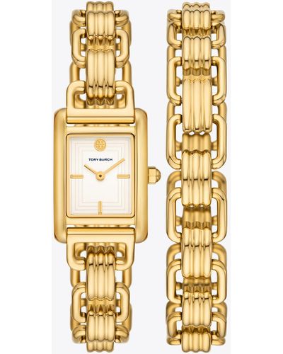 Tory Burch The Eleanor Mini 3-in-1 Watch With Gold-tone Stainless Steel - Metallic