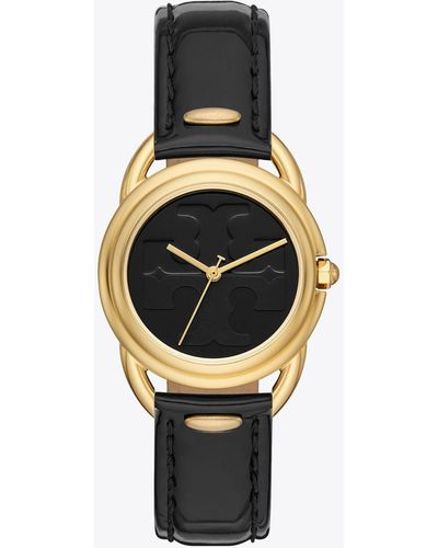 Tory Burch Miller Watch, Black Patent Leather/gold-tone Stainless Steel - Metallic