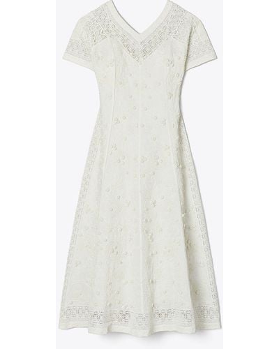 Tory Burch Embroidered Linen Dress - White