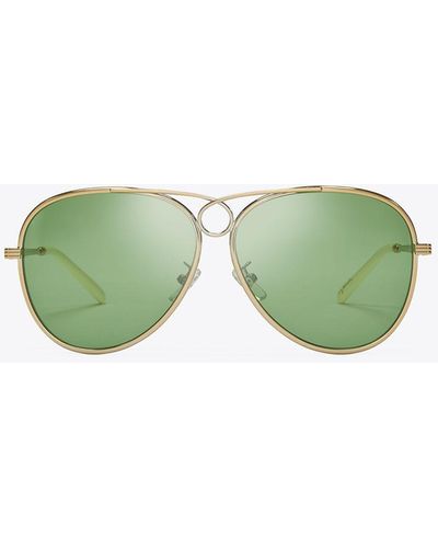 Tory Burch 59mm Pilot Sunglasses - Green