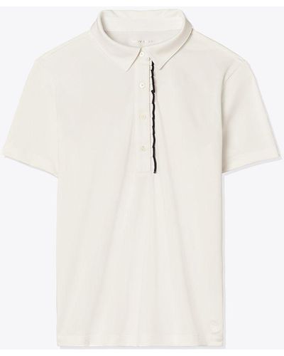 Tory Sport Tech Pique Ruffle Polo - White