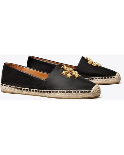 Tory Burch Leather Eleanor Espadrillas - Black