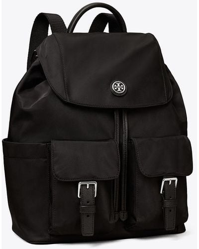 Tory Burch Recycled Nylon Flap Backpack - Black