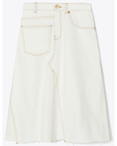 Tory Burch Denim Deconstructed Skirt - White