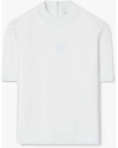 Tory Burch Logo Mockneck T-shirt - White