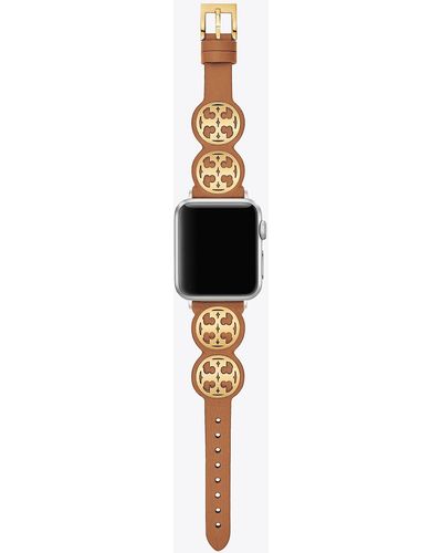Tory Burch Miller Band For Apple Watch®, Luggage Leather, 38 Mm - 40 Mm - White