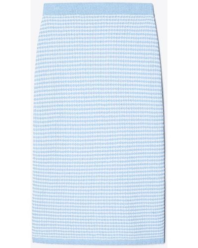 Tory Burch Striped Stitch Cotton Midi Skirt - Blue