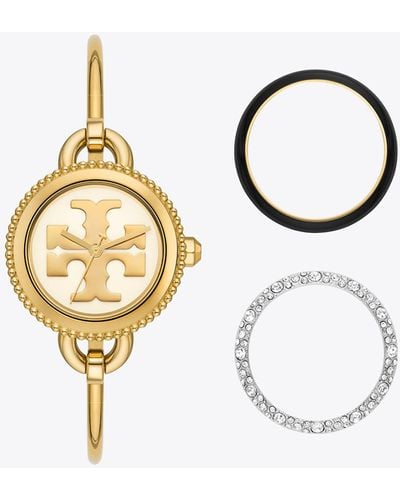 Tory Burch Miller Bangle Watch, Gold-tone Stainless Steel - White