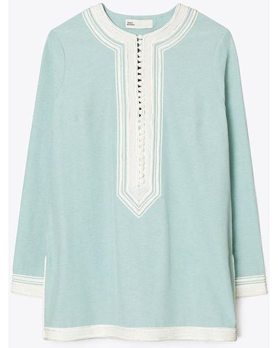 Tory Burch Embroidered Tunic - Blue