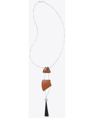 Tory Burch Geo Fish Necklace - White