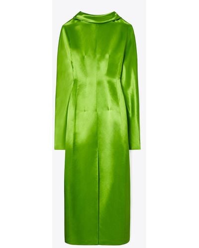 Tory Burch High-Neck Satin Dress - Green