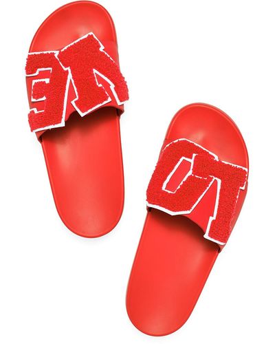 Tory Sport Love Slide Sandals - Red