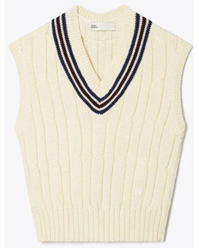 Tory Sport Tory Burch Cable Knit Vest - White