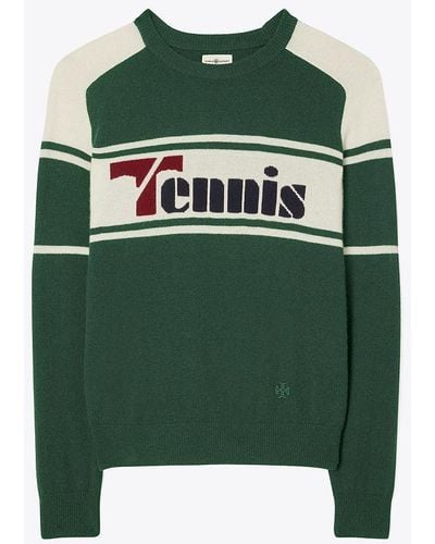 Tory Sport Tory Burch Cashmere Retro Tennis Sweater - Green
