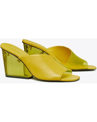 Tory Burch Asymmetrical Heeled Mule Sandal - Yellow