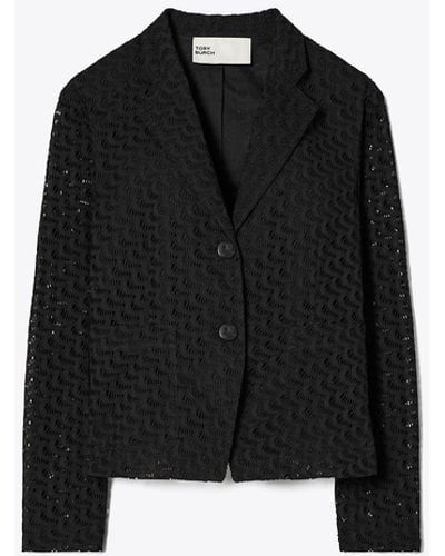 Tory Burch Embroidered Broderie Anglaise Jacket - Black