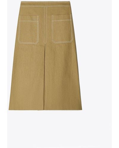 Tory Burch Cotton Twill Skirt - Natural