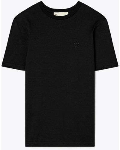 Tory Burch Embroidered Logo T-Shirt - Black