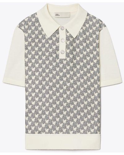 Tory Burch Silk Front Polo - White