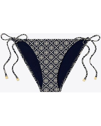 Tory Burch T Monogram String Bikini Bottom - Blau