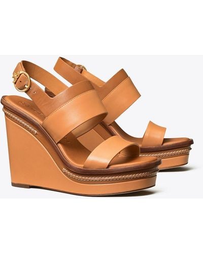 Tory Burch Selby 120 Wedge Sandals - Brown