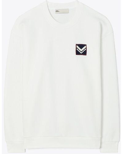 Tory Burch French Terry Chevron Patch Crew - White
