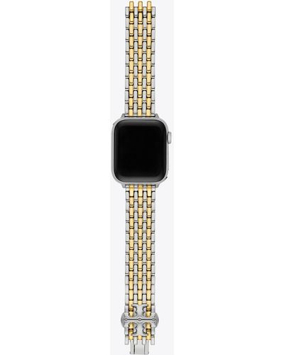 Tory Burch Eleanor Band For Apple Watch®, Two-tone Gold/stainless Steel - Black