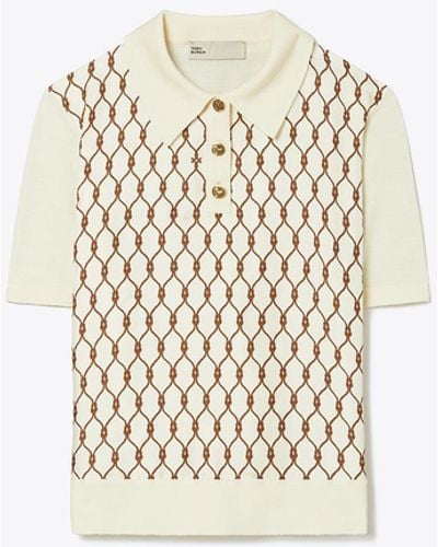 Tory Burch Silk-front Polo - White