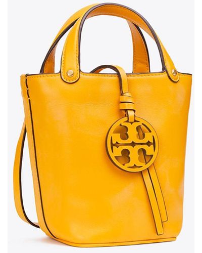 Tory Burch Mini Miller Leather Bucket Bag - Yellow