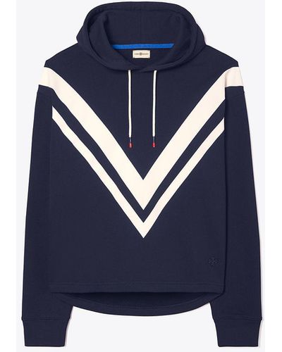 Tory Sport French Terry Chevron Hoodie - Blue