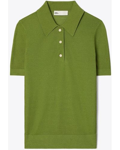 Tory Sport Fine Wool Polo Jumper - Green